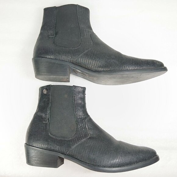 Twisted Tailor Black Textured Chelsea Boots Men’s 43 / US 10 Excellent Cond - Picture 1 of 14
